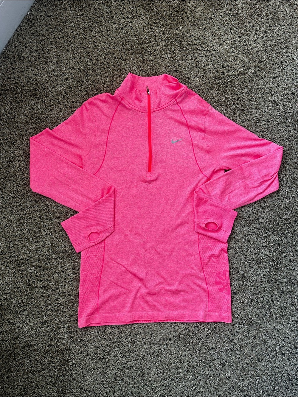 Nike Women's Pink Half-Zip Long Sleeve Performance Top